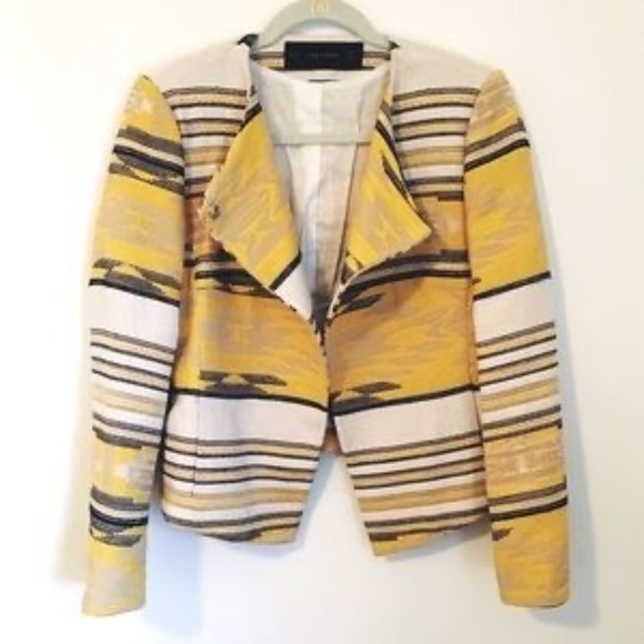 Zara Basics Aztec Print Asymmetrical Blazer Jacket - Picture 7 of 9